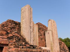 04A Two Pillars Stand At The Main Temple At Sarnath Archeological Excavation Site India