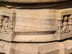 07D Two Buddha Carvings On A Stupa In Courtyard At Sarnath Archeological Excavation Site India