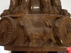 04D Carving Of A Lion Between Two Ashoka Chakra Wheels On The Abacus Below The Lion Capital Of Askokan Pillar In Sarnath India Archeological Building