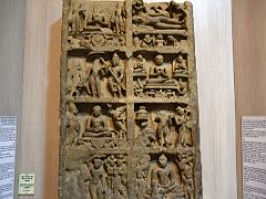 19 Life Scenes of Buddha 5-6C Pillar In Sarnath Archeological Building India