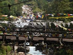 06D The Bakcha Chu River Flows Under The Old Bailey Suspension Bridge From The New B-III Bakcha Chu Modern Bridge On The Drive To Mangan And Lachen Sikkim India