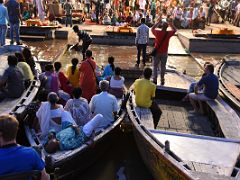 01C People Sit In Boats To Watch The Ganga Aarti Fire Ceremony On The Banks Of The Ganges Varanasi India