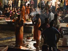 02B Hindu Pilgrims Before The Ganga Aarti Fire Ceremony On The Banks Of The Ganges Varanasi India