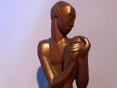 03B Man With Wounded Bird by Edna Manley 1934 Mahogany sculpture close up National Gallery Of Jamaica Kingston