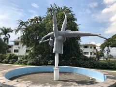 01A One of the interesting sculptures at the entrance to the grounds of the Olympia Gallery The Art Centre Kingston Jamaica