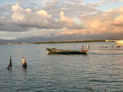 19B A small tour boat after finishing its day in the water across from Grand Port Royal Hotel Marina Kingston Jamaica