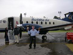 Kangchenjunga 01 03 Kathmandu Mountain Flight Boarding Buddha Air Jerome, alias Big Nose, Danger Dangles and the Zig-Zagger prepare to board Buddha Air for the mountain flight from Kathmandus domestic airport in October 2004.