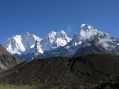 Kangchenjunga 03 01 Jannu Sobithongie-Phole and Khabur As we neared the huge active landslide with potential rock-fall danger, Jannu came into view. I crossed the landslide without incident and then the clouds…