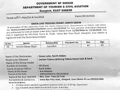 01A Green Lake Trekking Permit For Trek To Kangchenjunga East Face North Sikkim India