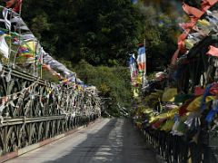 02C Crossing A Bridge With Prayer Flags On Our Way To The Trailhead For The Green Lake Trek To Kangchenjunga East Face North Sikkim India