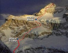 01C 80 Metres Below The Summit DVD Barabas - Upper Climbing Route On Kangchenjunga North Face At Sunset The first attempt by Juraj Kardhordo, Vladimir Plulik and Jaroslav Vondercik reached 7700m on May 5. The second attempt reached 8300m on May 8. The third…