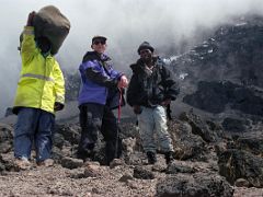 04A Porter, Guide And Jerome Ryan Among The Rocks Upward Between Baranco And Barafu Camps On Day 4 Of Machame Route Mount Kilimanjaro Kili Climb October 2000