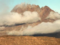 07B Mawenzi Peak With A Few Clouds Late Afternoon From Barafu Camp On Day 4 Of Machame Route Mount Kilimanjaro Kili Climb October 2000