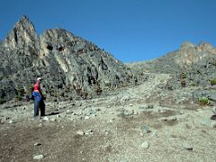 02A My Guide Leads The Way To Hausburg Col With Point Peter Above On The Mount Kenya Trek October 2000