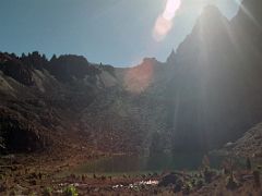 04B Looking Back At Hausburg Col From Oblong Tarn With Point Peter Above On The Mount Kenya Trek October 2000