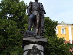 10 Monument to Russian Emperor Alexander I in 2014, the 200th anniversary of the end of the war with Napoleon in Alexander Gardens next to the Kremlin wall Moscow Russia