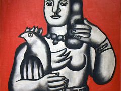 1952 Woman with a bird on a red background - Fernand Leger - Pushkin Museum Moscow Russia