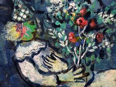 1960 The White Horse detail 3 Woman holding flowers - Marc Chagall - Pushkin Museum Moscow Russia