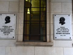 01B Busts of the museum founder Ivan Tsvetaev and philanthropist Yury Nechaev-Maltsov outside - Pushkin Museum Moscow Russia