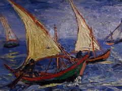 Vincent van Gogh 03B Seascape at Saintes-Maries - Fishing Boats at Sea 1888 Close Up Moscow Pushkin Museum