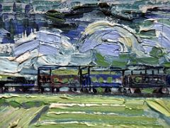 Vincent van Gogh 05C Landscape with a Carriage and a Train 1890 Close Up Moscow Pushkin Museum