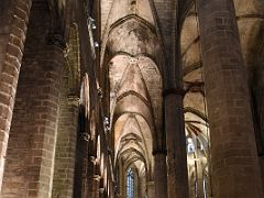 02B The narrow side aisle in Basilica of Santa Maria del Mar Barcelona Spain