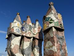 14A The roof terrace is decorated with four chimney stacks Casa Batllo Gaudi Barcelona Spain