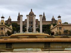 01A The magic fountain of Montjuic, the Four Ionic Columns by Josep Puig i Cadafalch, and Museu Nacional d Art de Catalunya Barcelona Spain