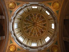 08B Looking up at the colourful central dome of the Museu Nacional d Art de Catalunya Palau Nacional building Barcelona Spain