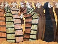 08B 1295 Pleurants - The weepers dressed in the traditional striped mourning clothes cry excessively and pull their hair out - Museu Nacional Art de Catalunya Barcelona Spain