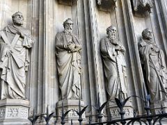 03D Sculpture of St Andrew, St Bartholomew, Saint Simon the Apostle, and St Thomas the Apostle at Porta Santa entrance to the Barcelona Cathedral Spain