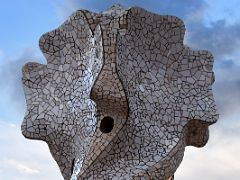 07C Stairwell chimney covered with trencadis close up Roof La Pedrera Casa Mila Gaudi Barcelona Spain