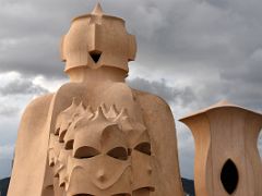 09B Stairwell chimney covered with lime and plaster and chimneys Roof La Pedrera Casa Mila Gaudi Barcelona Spain