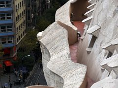 10A Looking down at the curved facade of the building from Roof La Pedrera Casa Mila Gaudi Barcelona Spain