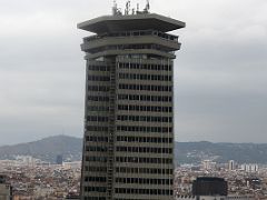 16E Edifici Colon Building (Torre Maritima) is a 28-floor office skyscraper from the Columbus monument viewing platform Barcelona Spain