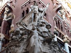 01C Sculptural group by Miguel Blay symbolizes Catalan music on the corner of The Palau de la Musica Catalana Barcelona Spain