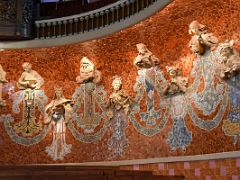 07B Muses playing musical instruments surround the stage of the concert auditorium Palau de la Musica Catalana Barcelona Spain