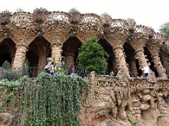 03A Looking up at one of the Viaducts near the Gaudi House-Museum Park Guell Barcelona Spain