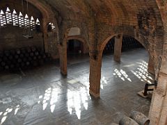 09A Looking down at the lower floor and the entrance to the cellars Cavas Codorniu Penedes wine tour near Barcelona Spain