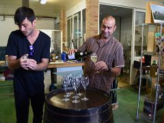 17A Felix pours cava while our tour guide explains at Felix Massana Rafols organic winery in Penedes wine tour Near Barcelona Spain