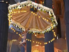 16B The cross of Christ hangs below the baldachin on the main altar Sagrada Familia Barcelona Spain