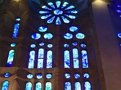 22B The east stained glass windows have blue colours Sagrada Familia Barcelona Spain