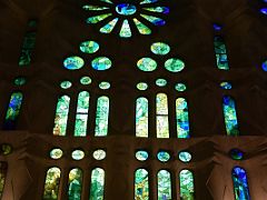 22C The east stained glass windows have green colours Sagrada Familia Barcelona Spain