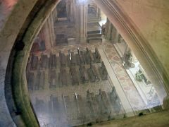 24B Looking Down into the Crypt with Gaudi Grave upper centre Sagrada Familia Barcelona Spain