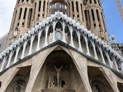 05B INRI means Iesus Nazarenus Rex Iudaeorum (Jesus of Nazareth King of the Jews) the sign that Pontius Pilate wrote on the Jesus cross Passion facade Sagrada Familia Barcelona Spain