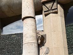 07B Flagellation of Christ is mounted right above the middle entrance portal, note Alpha and Omega symbol above Passion facade Sagrada Familia Barcelona Spain