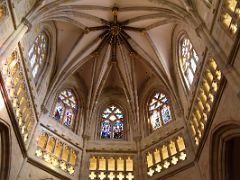 07 Looking Up At The Ceiling And Stained Glass Windows Santiago Cathedral Catedral Old Town Casco Viejo Bilbao Spain