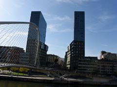 04A Zubizuri Calatrava Bridge With Twin 23-Floor Isozaki Towers Bilbao Spain