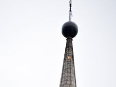 05B Basilica Dome Spire And Cross From Tourist Entrance To El Escorial Monastery Near Madrid Spain