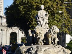 01B Cibeles Fountain depicts Cybele the Greek goddess of nature and fertility atop a chariot drawn by two lions Madrid Spain